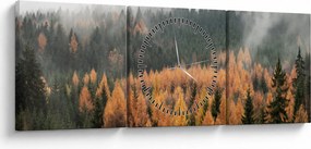 Obraz - Jesienny las (z zegarem) (90x30 cm)
