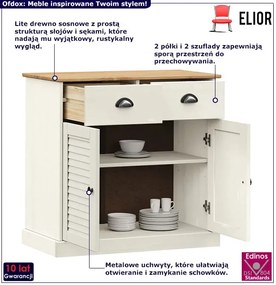 Biała sosnowa komoda z 2 szufladami - Tarko 5X