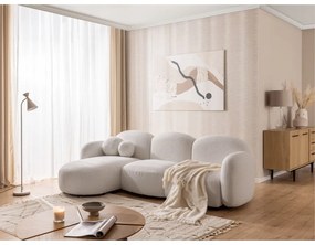 Kremowy narożnik z materiału bouclé (lewostronny/z szezlongiem) Orbit – Ropez