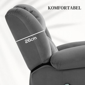 HOMCOM Elektryczny fotel z pomocą przy wstawaniu, miękki aksamitny materiał, porty USB
