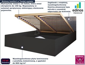 Czarne łóżko z szarym tapicerowanym zagłówkiem 90x200 K2-W44