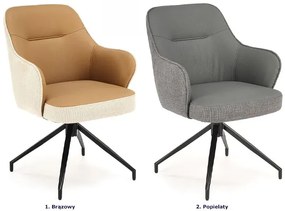 Popielaty fotel obrotowy tapicerowany - Perla