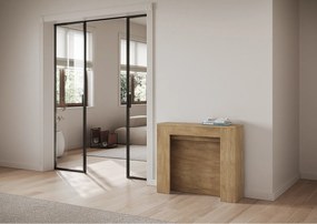 Konsola rozkładana 90x25/211 cm Kiba Dąb naturalny wewnętrzne przedłużenia