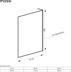 Massi Ścianka prysznicowa WALK IN CORNER przezroczysta prostokątna 8 mm Molis Classic Clear | rożne rozmiary | wspornik narożny