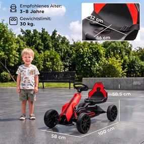 HOMCOM Elektryczny gokart dla dzieci 3-5 km/h z 2-stopniową regulacją prędkości, pasem bezpieczeństwa, kołami EVA, dla 3-8 lat | Aosom PL