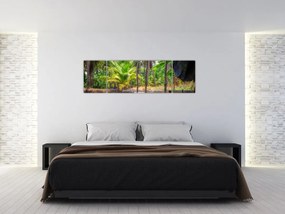Obraz - Drewniana łódź na kanale, Tajlandia (170x50 cm)