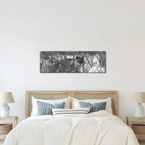 Obraz - Lis w zimie (z zegarem) (90x30 cm)