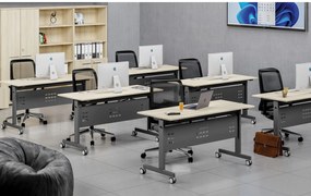 Mobilny stół PRIMO MOBI, 180x60 cm, biała podstawa, biały