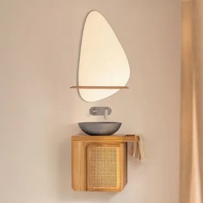 Zestaw Wiszących Mebli Łazienkowych Z Drewna Tekowego Georgy Drewno Tekowe & Okrągły Szary - Sklum