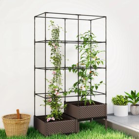 Outsunny Skrzynia do sadzenia ze stelażem do pnączy, otworami odpływowymi, plastikowymi donicami 100 x 50 x 174 cm | Aosom PL