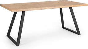 Stół wykonany z naturalnego drewna i czarnych stalowych nóg 180 x 90 cm - DUKAT