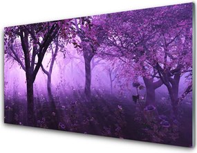 Szkło do Kuchni na Ścianę Sylwetki Drzew o Zmierzchu