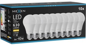 Mexen Nova 10x żarówka LED E27, A60, 6W, Ciepła - 3000K, 630 lm - L100-E27-0630-01x10