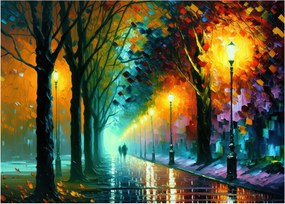 Obraz na szkle - Nocny spacer (70x50 cm)