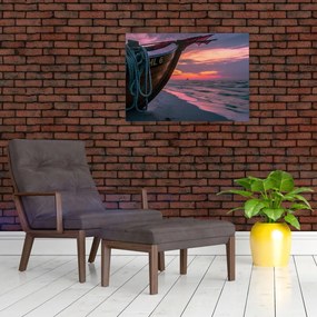 Obraz łodzi na brzegu (70x50 cm)