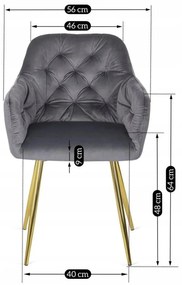 Zestaw Stół Okrągły SALLO 110 cm i 4 Krzesła Tapicerowane RAYA Szare Glamour