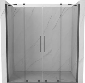 Mexen Velar Duo drzwi prysznicowe rozsuwane 200 cm, transparent, gun gray szczotkowany - 871-200-000-02-66