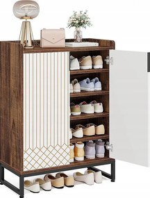 Szafka na buty, 25 par szafek na buty z drzwiami, biała i brązowa