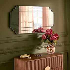 Lustro wiszące duże art deco BENEDITA, metalowa rama, 50,5 x 100,3 cm