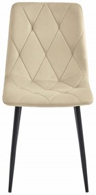 Jasnobeżowe aksamitne krzesło do jadalni LIBRA z czarnymi nogami