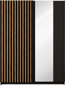 Szafa Przesuwna MAREN 150,6 cm z Lustrem Szafa Dwudrzwiowa, Dąb artisan