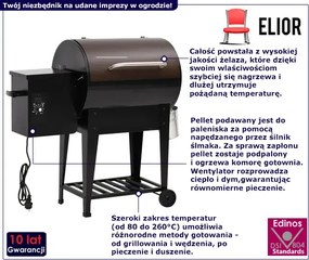 Czarny grill na pellet z dolną półką C3-B40