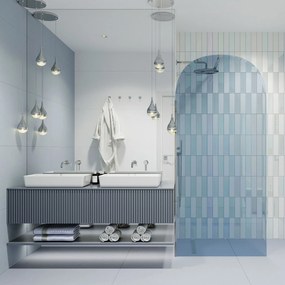 Ścianka prysznicowa WALK IN FIX niebieska 8mm półokrągła MOLIS NATURE blue oval MASSI | Różne rozmiary : Kolor profili kabiny - czarny, Szerokość ścianki - 120 cm, Typ montażu - WALK in FIX (Do ściany)