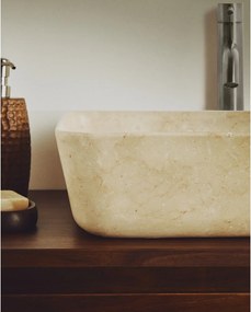 Beżowa kamienna umywalka 40x40 cm Darnen – Kave Home