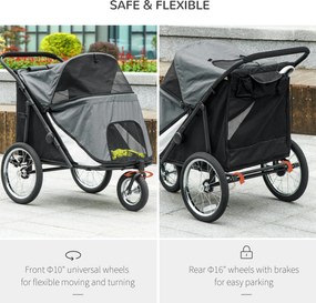 Outsunny Wózek dla Psa Składany Otwierany Daszek Poduszka Szary Czarny | Aosom PL