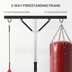 SPORTNOW Stojak na worek bokserski, regulowana wysokość z szybkobieżną piłką, metalowa rama, 160L x 145S x 175-220W cm, czarny