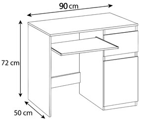 Biurko komputerowe młodzieżowe szkolne 90 cm REMI1 Beton/Wenge
