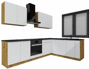 Komplet narożnych szafek kuchennych 260 cm dąb artisan + szary T5-E29