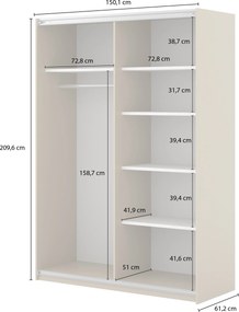 Szafa Przesuwna VANTE 150 cm Szafa Dwudrzwiowa Dąb dunin