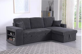 Sztruksowy narożnik rozkładany/odwracany "Axel" - 3-osobowy - Szary