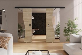 Emporius drzwi przesuwne 190 cm Kaja Duo - drzwi naścienne z lustrem do salonu, garderoby - Dąb sonoma