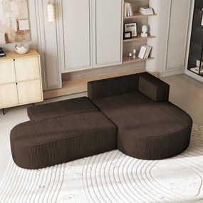 Masseno Narożnik CORTIO z funkcją spania i pojemnikiem na pościel Narozniki L, Rozkładana sofa - Brązowy, POSO 06