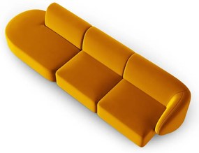 Musztardowa aksamitna sofa prawostronna 311 cm Paolo – Milo Casa