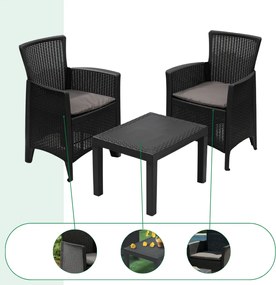 Zestaw ogrodowy FOREST, 3-częściowy, antracytowy I.P.A.E-Progarden