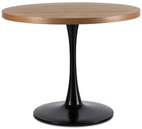 Zestaw Stół Okrągły LINO 100 cm Dąb Złoty/Czarny i 4 Krzesła Tapicerowane do Jadalni PERU Beżowe Welurowe Nowoczesne Loft