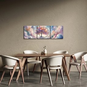 Obraz – Drzewo życia w chmurach (z zegarem) (90x30 cm)