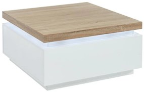 Ława HALO II – 2 szuflady – lakierowany MDF – oświetlenie LED – kolor: biały i dębowy