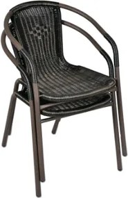 Krzesło ogrodowe Bistro rattanowe - czarne z brązową strukturą