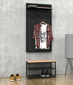 Szeroki wieszak wiszący z półką Loft LW2 czarny/dąb wotan