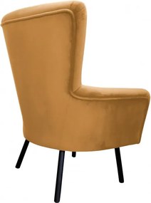 Fotel TULIP tkanina Welur noga metalowa Uszak luksusowy komfort salonu : Kolor nogi - Czarna, Kolor tkaniny - VELVET - MG15