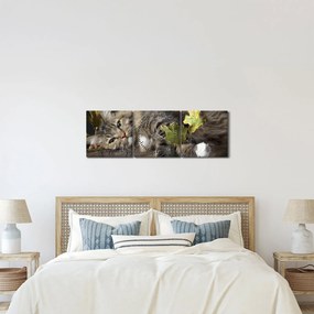 Obraz - Leżący kot (z zegarem) (90x30 cm)