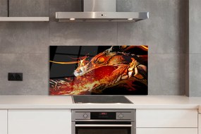 Szklany Panel Smok Zionący Żywym Ogniem