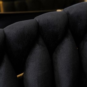 Krzesło Tapicerowane Plecione do Salonu CAPI Czarne Welurowe do Toaletki Nowoczesne Glamour