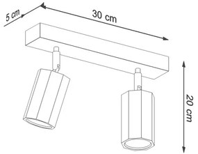 Drewniany plafon z dwoma reflektorami - S473-Zeros