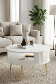 Biały okrągły stolik kawowy z półką S0-Z71