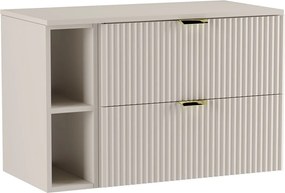 Szafka pod umywalkę WENA, z regałem, ryflowane fronty, Willy, 100x60x47 cm, Kaszmir